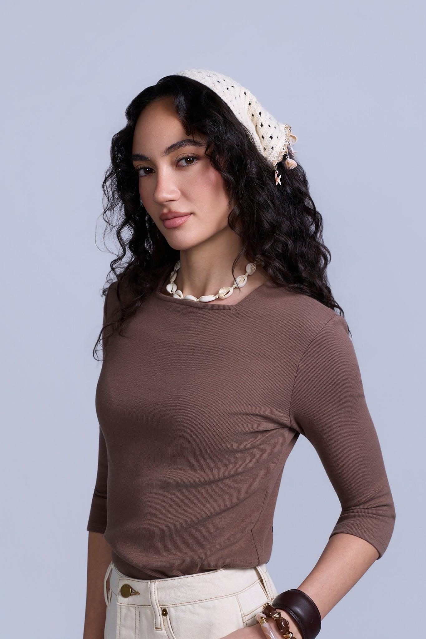 Square neck ribbed tee