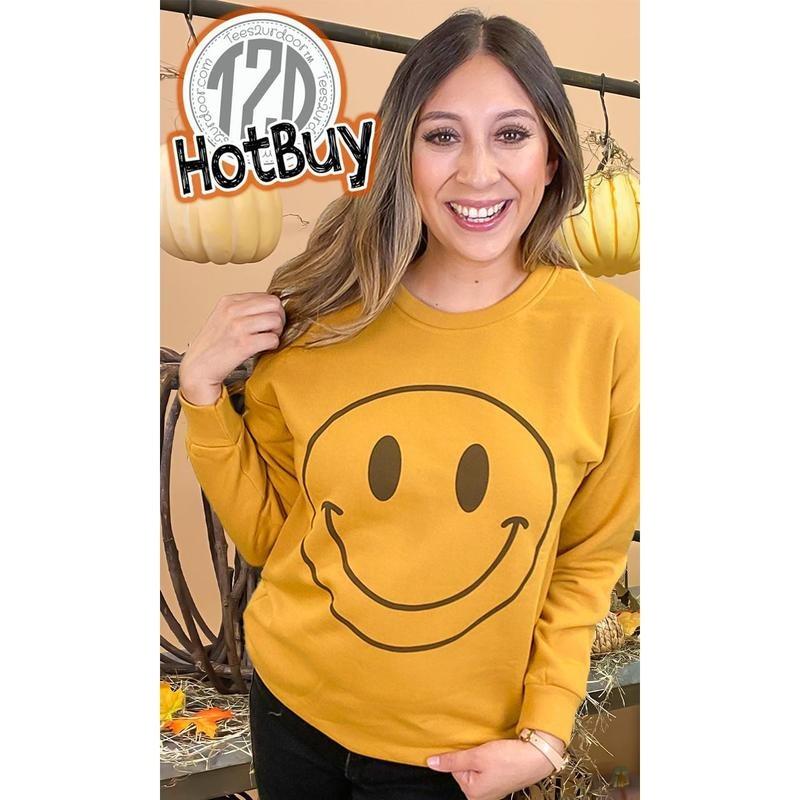Fall Smiley #GraphicSweatshirt - #Trending #FallMood Cozy T-Shirts, Hoodie, Sweatshirt | CiraTrend.com